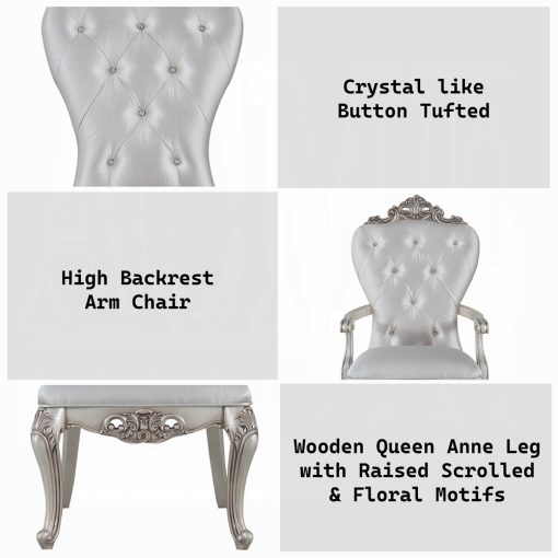 Acme Gorsedd Cream Fabric & Golden Ivory Arm Chair - Set of 2 - Image 8