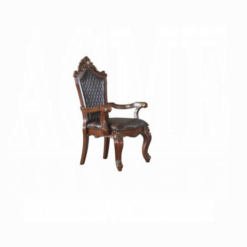 Acme Picardy Synthetic Leather & Honey Oak  Arm Chair - Set of 2 - Image 2