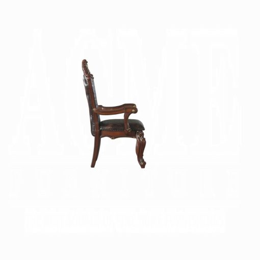 Acme Picardy Synthetic Leather & Honey Oak  Arm Chair - Set of 2 - Image 3