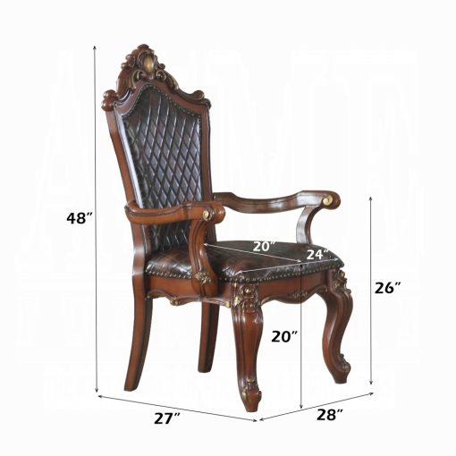 Acme Picardy Synthetic Leather & Honey Oak  Arm Chair - Set of 2 - Image 5