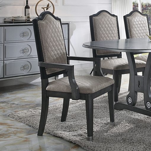 Acme House Beatrice Two Tone Gray Fabric & Charcoal Arm Chair - Set of 2