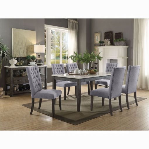 Acme Merel White Marble Top & Gray Oak Dining Table