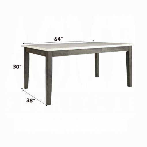 Acme Merel White Marble Top & Gray Oak Dining Table - Image 3