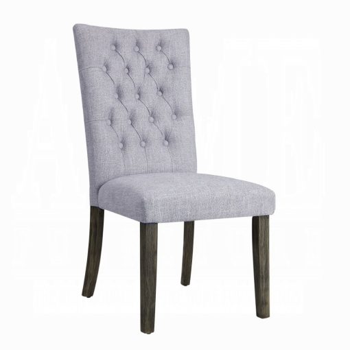 Acme Merel Gray Linen & Gray Oak Side Chair - Set of 2