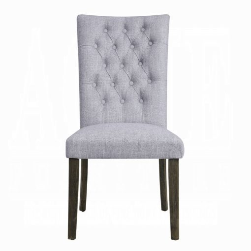 Acme Merel Gray Linen & Gray Oak Side Chair - Set of 2 - Image 2