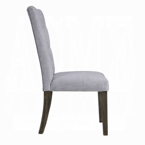 Acme Merel Gray Linen & Gray Oak Side Chair - Set of 2 - Image 3