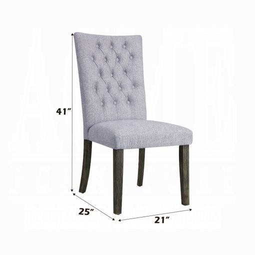 Acme Merel Gray Linen & Gray Oak Side Chair - Set of 2 - Image 6