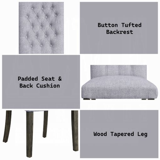 Acme Merel Gray Linen & Gray Oak Side Chair - Set of 2 - Image 7