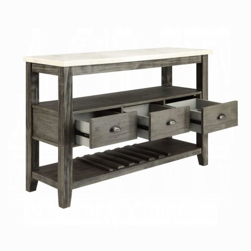 Acme Merel White Marble Top & Gray Oak Server - Image 2