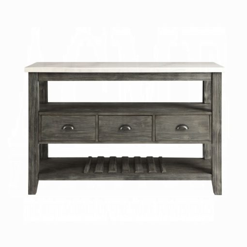 Acme Merel White Marble Top & Gray Oak Server - Image 3