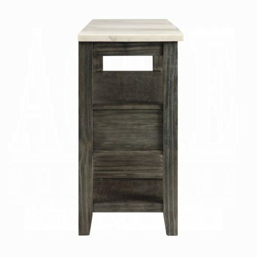 Acme Merel White Marble Top & Gray Oak Server - Image 4