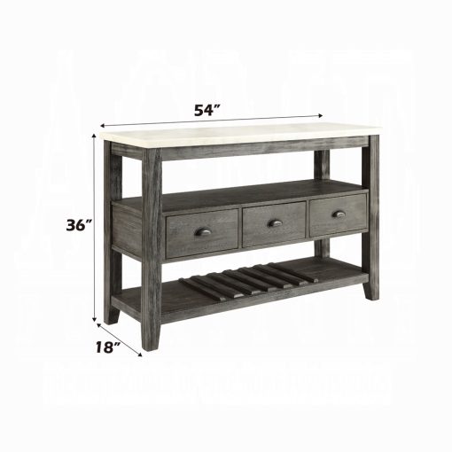 Acme Merel White Marble Top & Gray Oak Server - Image 7
