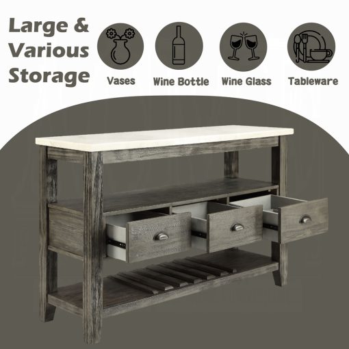 Acme Merel White Marble Top & Gray Oak Server - Image 8