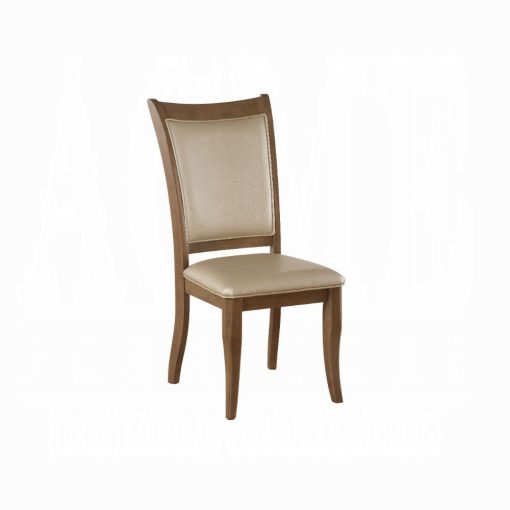 Acme Harald Beige Synthetic Leather & Gray Oak Side Chair - Set of 2 - Image 3