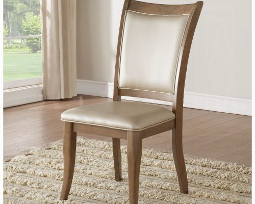 Acme Harald Beige Synthetic Leather & Gray Oak Side Chair - Set of 2