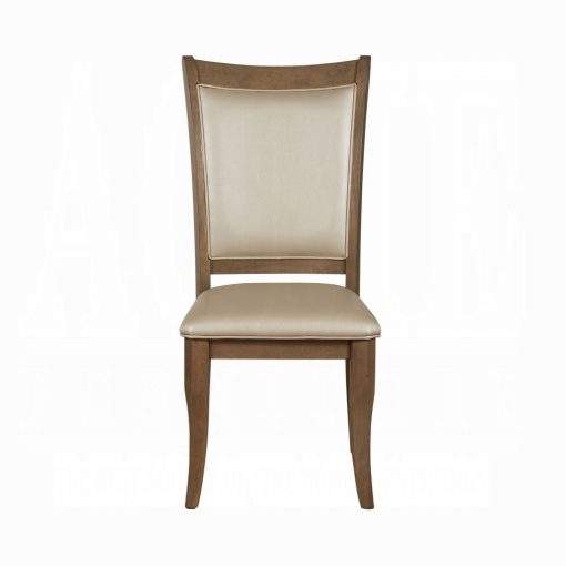 Acme Harald Beige Synthetic Leather & Gray Oak Side Chair - Set of 2 - Image 2