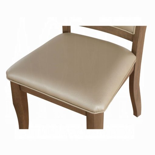 Acme Harald Beige Synthetic Leather & Gray Oak Side Chair - Set of 2 - Image 5