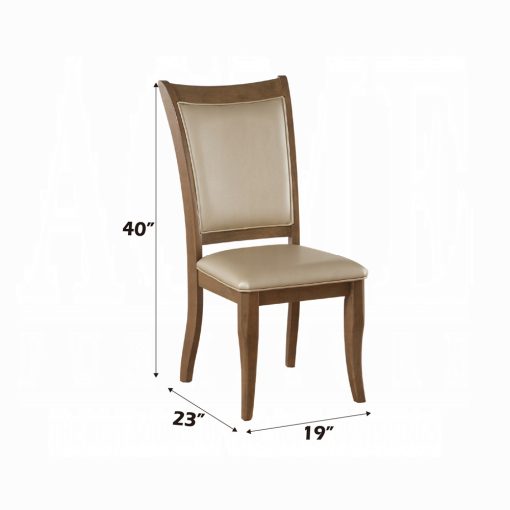 Acme Harald Beige Synthetic Leather & Gray Oak Side Chair - Set of 2 - Image 6