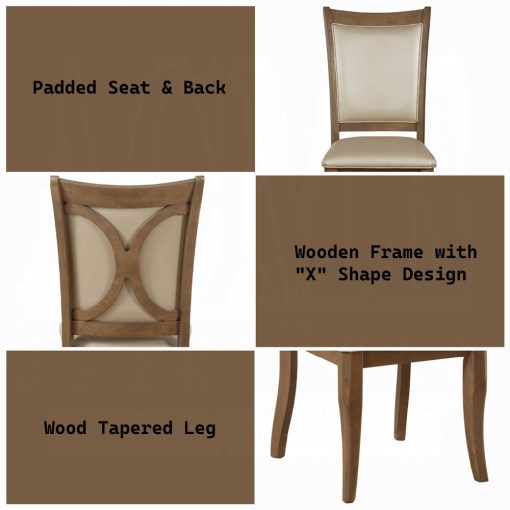 Acme Harald Beige Synthetic Leather & Gray Oak Side Chair - Set of 2 - Image 7