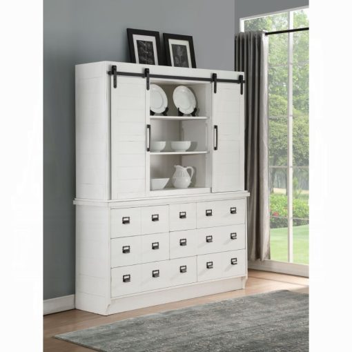 Acme Renske Antique White Buffet & Hutch
