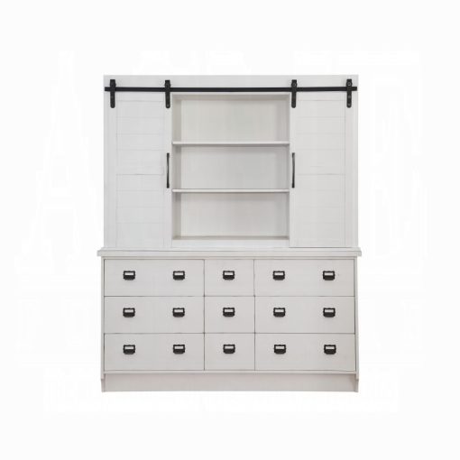 Acme Renske Antique White Buffet & Hutch - Image 4