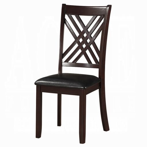 Acme Katrien Black Synthetic Leather & Espresso Side Chair - Set of 2 - Image 2