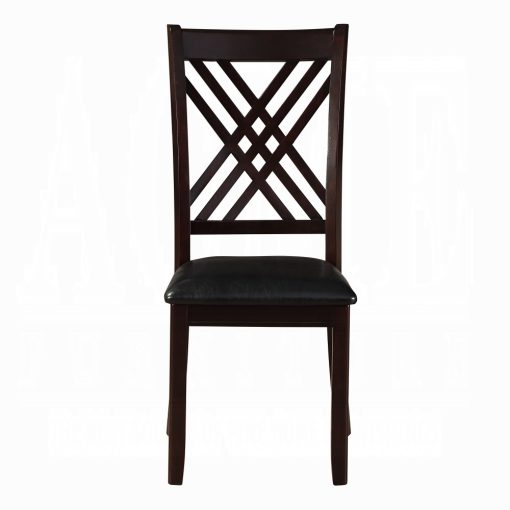 Acme Katrien Black Synthetic Leather & Espresso Side Chair - Set of 2 - Image 3