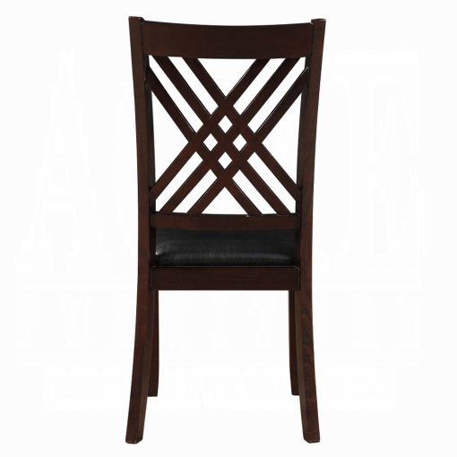 Acme Katrien Black Synthetic Leather & Espresso Side Chair - Set of 2 - Image 4