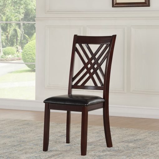 Acme Katrien Black Synthetic Leather & Espresso Side Chair - Set of 2