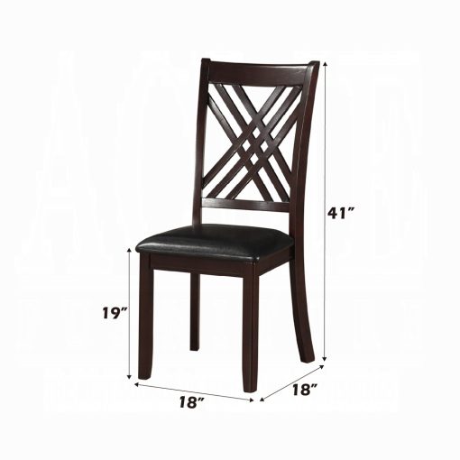 Acme Katrien Black Synthetic Leather & Espresso Side Chair - Set of 2 - Image 7