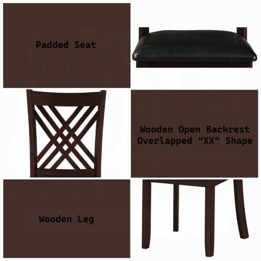 Acme Katrien Black Synthetic Leather & Espresso Side Chair - Set of 2 - Image 8