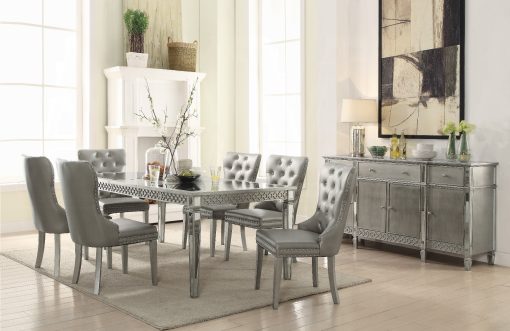 Acme Kacela Champagne Synthetic Leather & Champagne Side Chair (Set-2) - Image 2