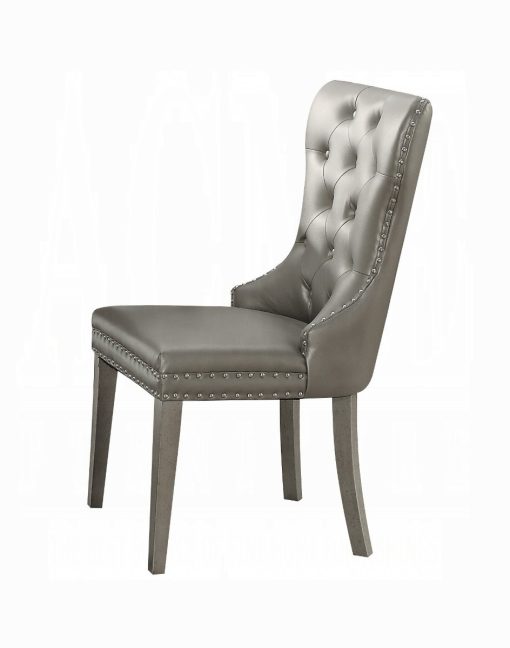 Acme Kacela Champagne Synthetic Leather & Champagne Side Chair (Set-2)