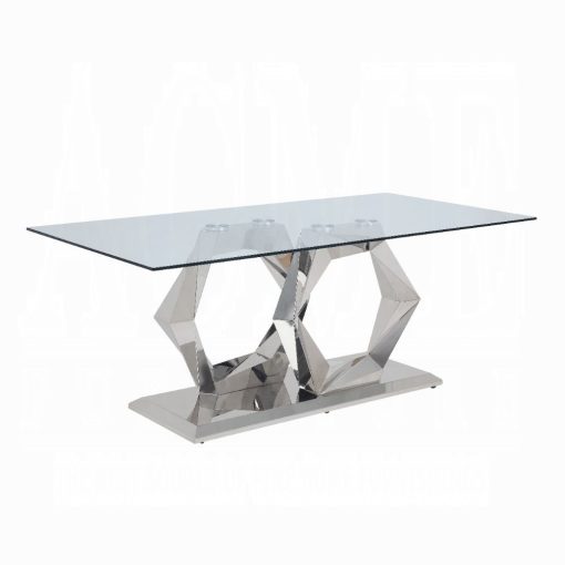 Acme Gianna Clear Glass Top & Stainless Steel Dining Table - Image 2