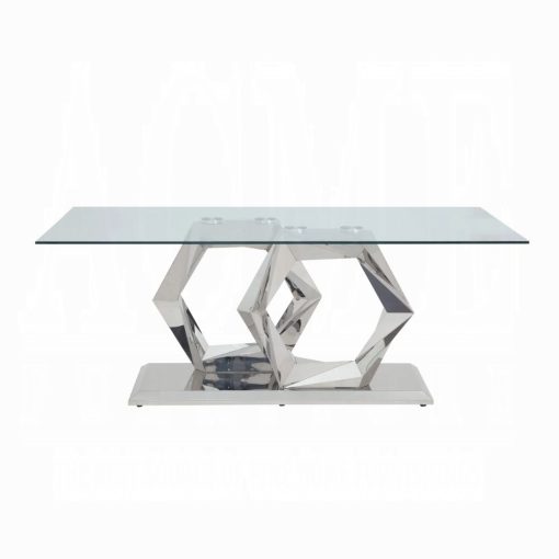 Acme Gianna Clear Glass Top & Stainless Steel Dining Table - Image 3
