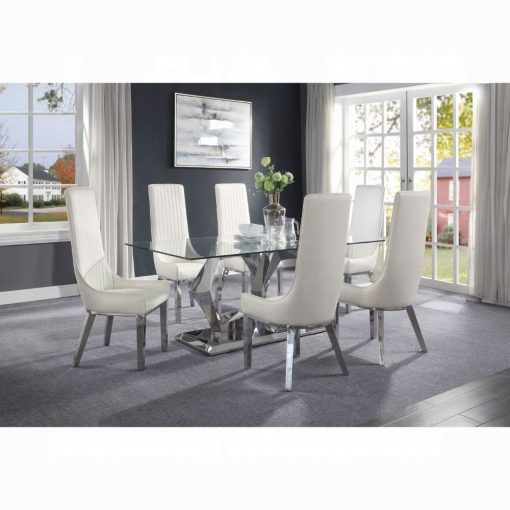 Acme Gianna Clear Glass Top & Stainless Steel Dining Table