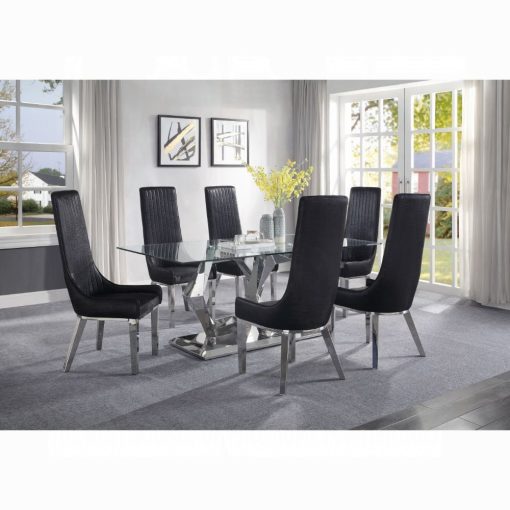 Acme Gianna Clear Glass Top & Stainless Steel Dining Table - Image 5