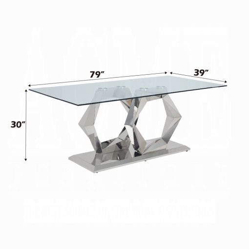 Acme Gianna Clear Glass Top & Stainless Steel Dining Table - Image 6