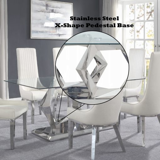 Acme Gianna Clear Glass Top & Stainless Steel Dining Table - Image 7
