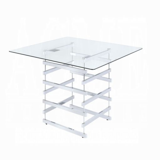 Acme Nadie Clear Glass Top & Black Counter Height Table - Image 2