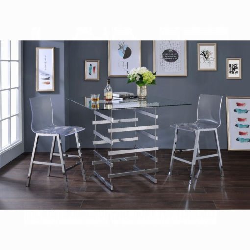 Acme Nadie Clear Glass Top & Black Counter Height Table