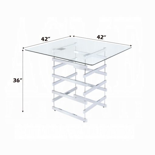 Acme Nadie Clear Glass Top & Black Counter Height Table - Image 4