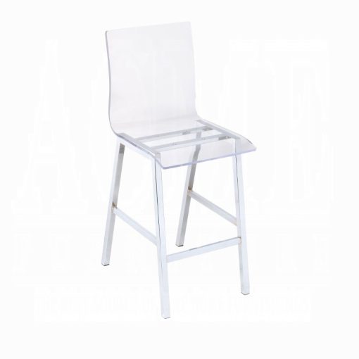 Acme Nadie Clear Acrylic & Chrome Counter Height Chair - Set of 2