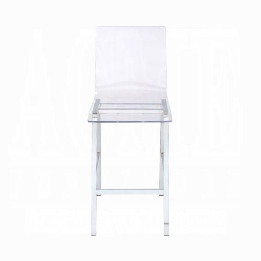 Acme Nadie Clear Acrylic & Chrome Counter Height Chair - Set of 2 - Image 2