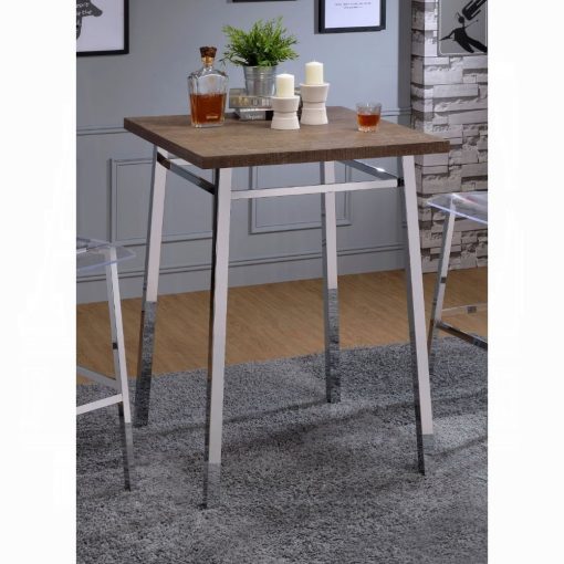 Acme Nadie Oak & Chrome Bar Table