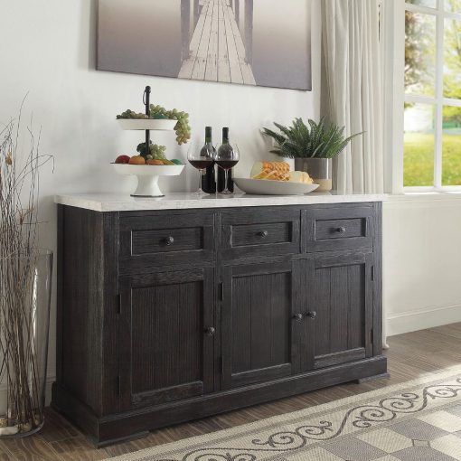 Acme Nolan White Marble Top & Salvage Dark Oak Server