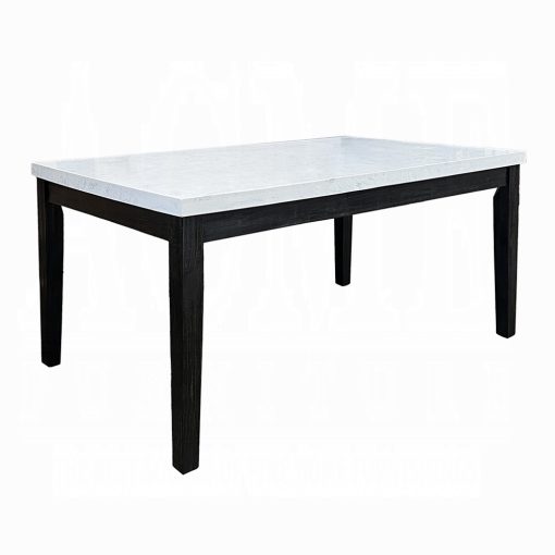 Acme Nolan White Natural Marble Top & Salvage Dark Oak Dining Table - Image 2