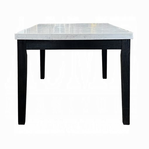 Acme Nolan White Natural Marble Top & Salvage Dark Oak Dining Table - Image 4