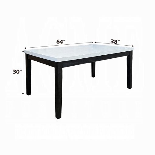 Acme Nolan White Natural Marble Top & Salvage Dark Oak Dining Table - Image 6