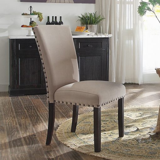 Acme Nolan Linen & Salvage Dark Oak Side Chair - Set of 2
